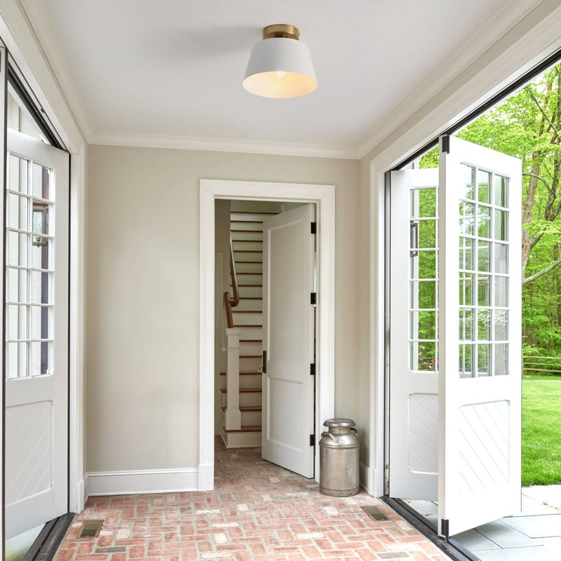 Semi Flush Mount Ceiling Light Fixture, Modern Industrial Flush Mount Lights, Single Lamp Base Metal Ceiling Light Fixtures, Perfect For Hallway Entryway Kitchen Laundry Room