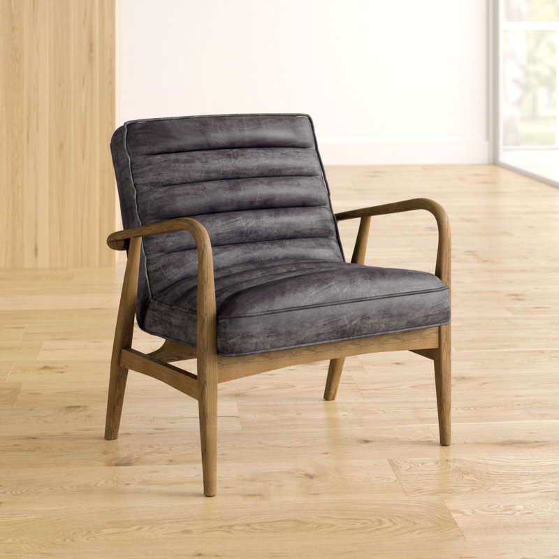 Dallas Genuine Leather Armchair, Antique Ebony