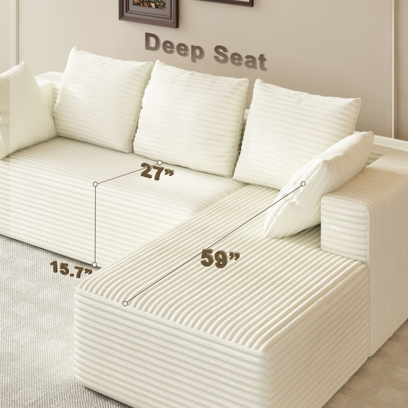Canapé modulaire 106 po Cloud Comfort, Blanc