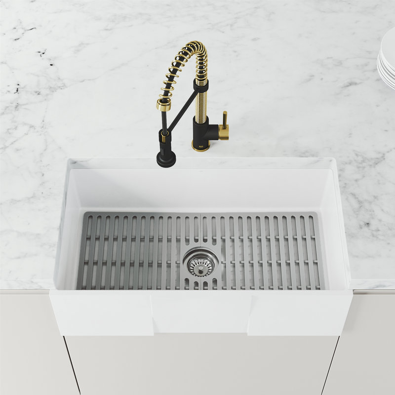 Robinet de cuisine de H 19 po avec pulvérisateur rétractable à deux fonctions Edison, Sans distributeur de savon