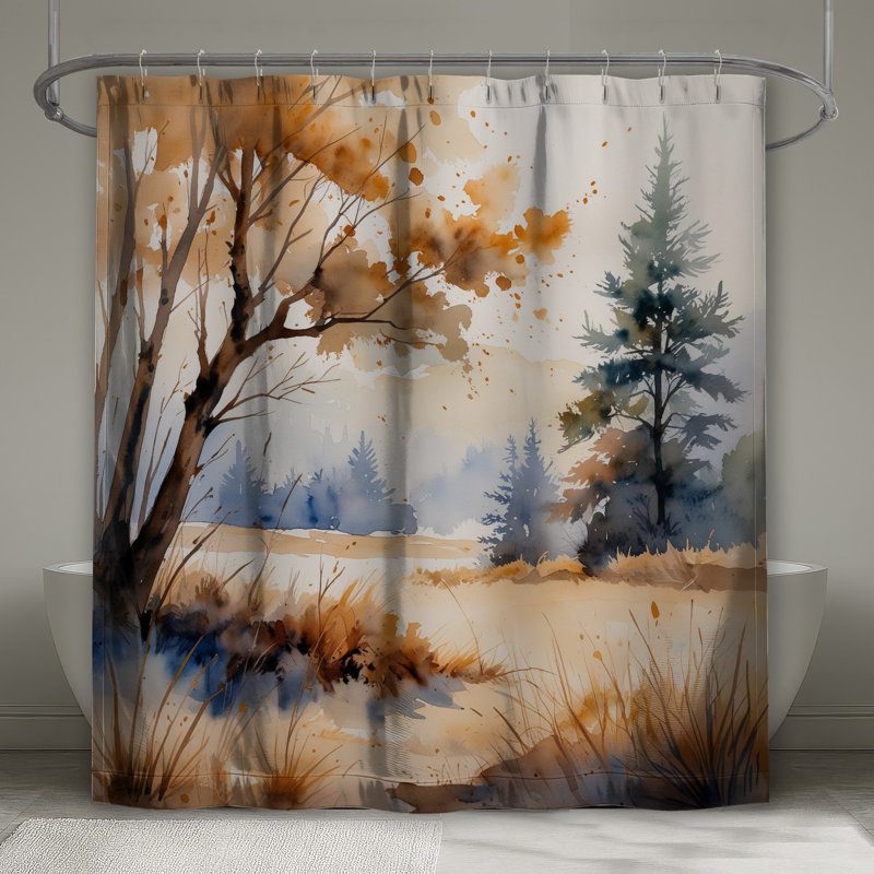 Rideaux de douche Watercolor Autumn Landscape Extra Long, L 70 po x H 72 po