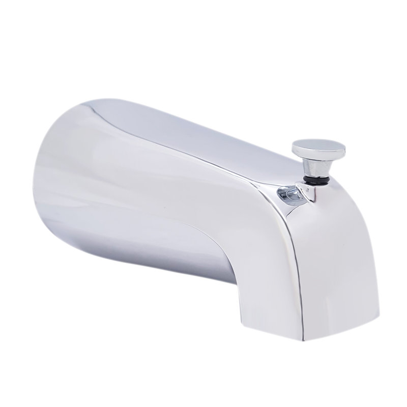 5-1/2" Reach Brass Wall Mount Bathtub Spout with Nose Diverter, Polished Chrome
