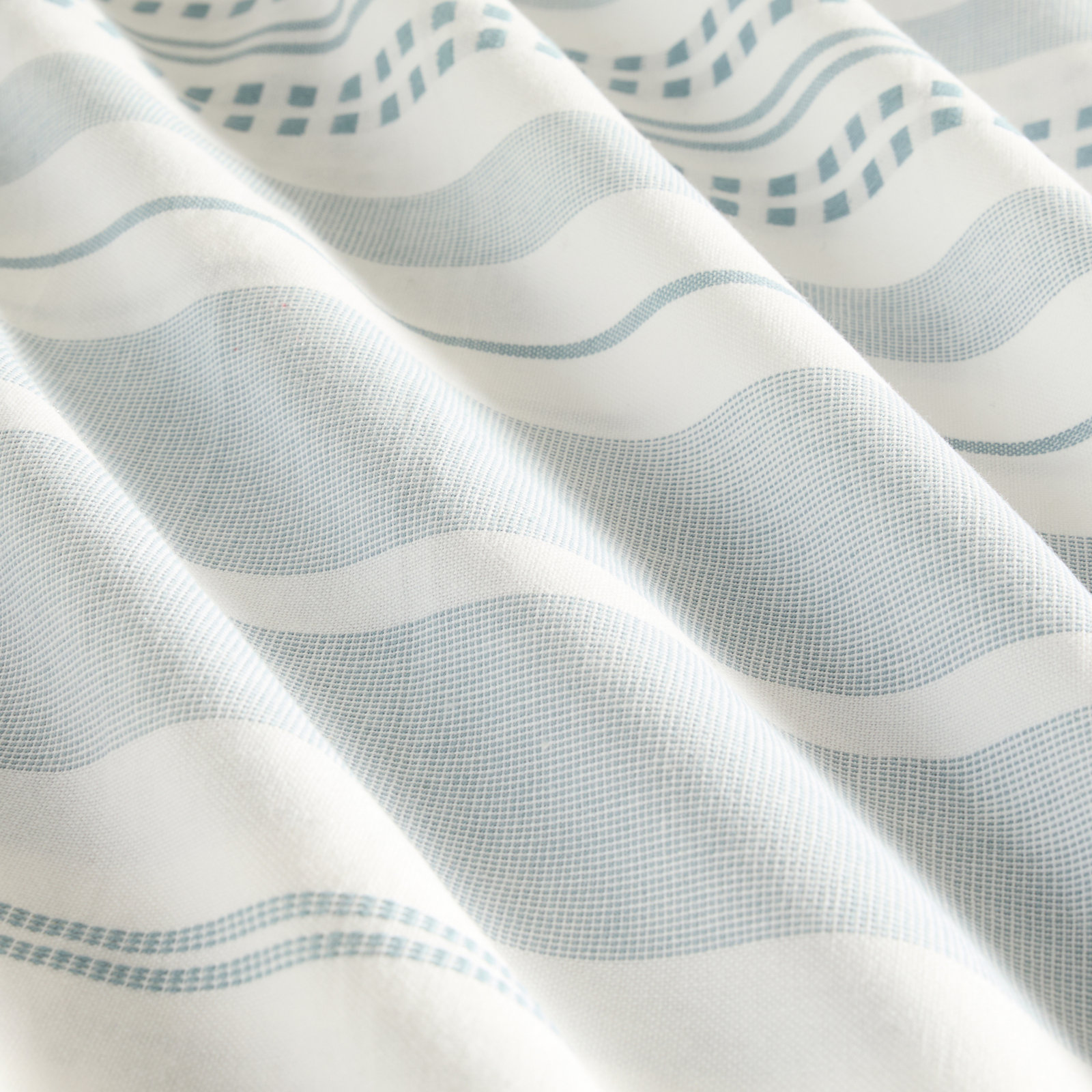 Cotton Blend Placement Stripe Shower Curtain, Blue