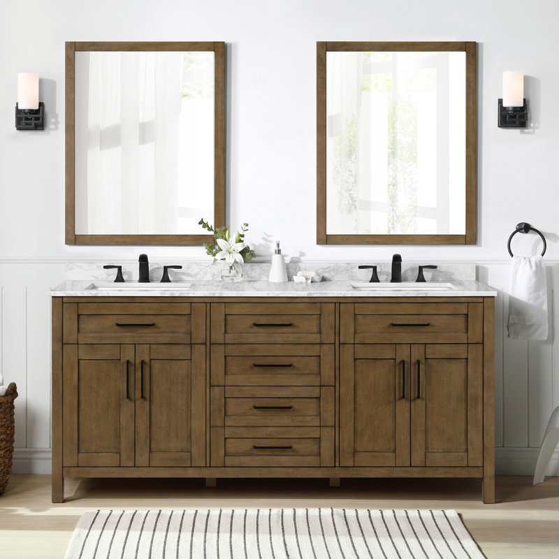 Jaylea 72.05 " W Freestanding Standard Free Standing 2 Double Vanity Bathroom Vanity With Engineered Marble Top