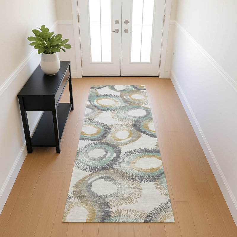 Machine Washable Indoor/Outdoor Corbin ACN2278 Geometric Rug, Runner 2'3" x 7'6"