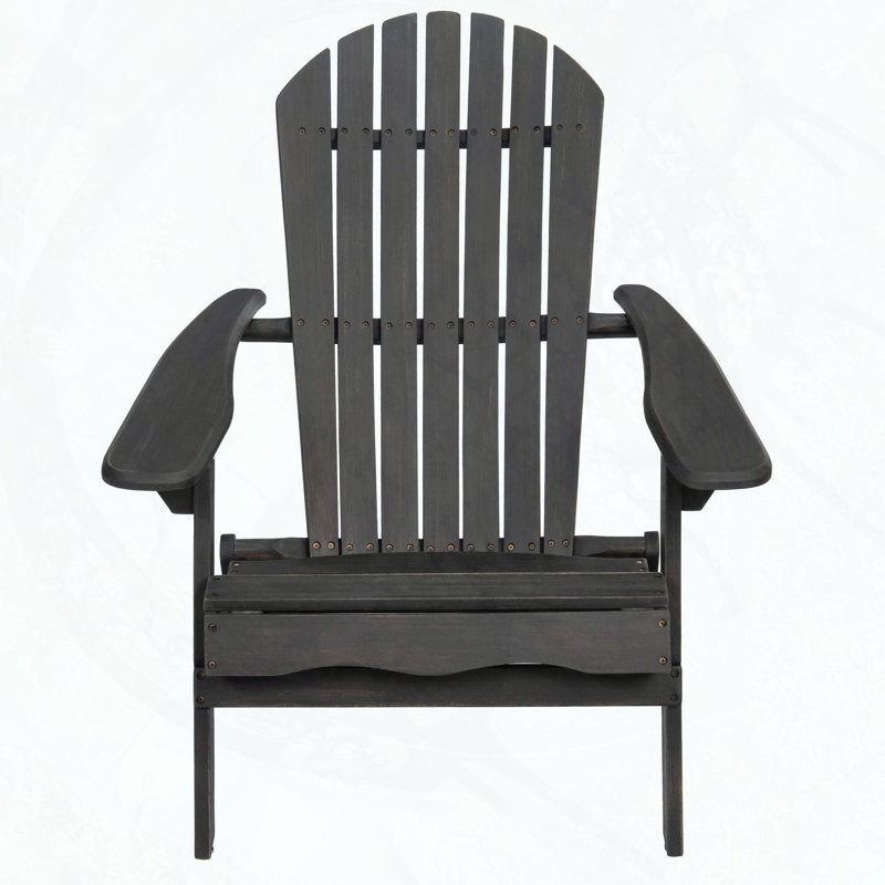 Foldable Acacia Wood Adirondack Chair, Dark Gray