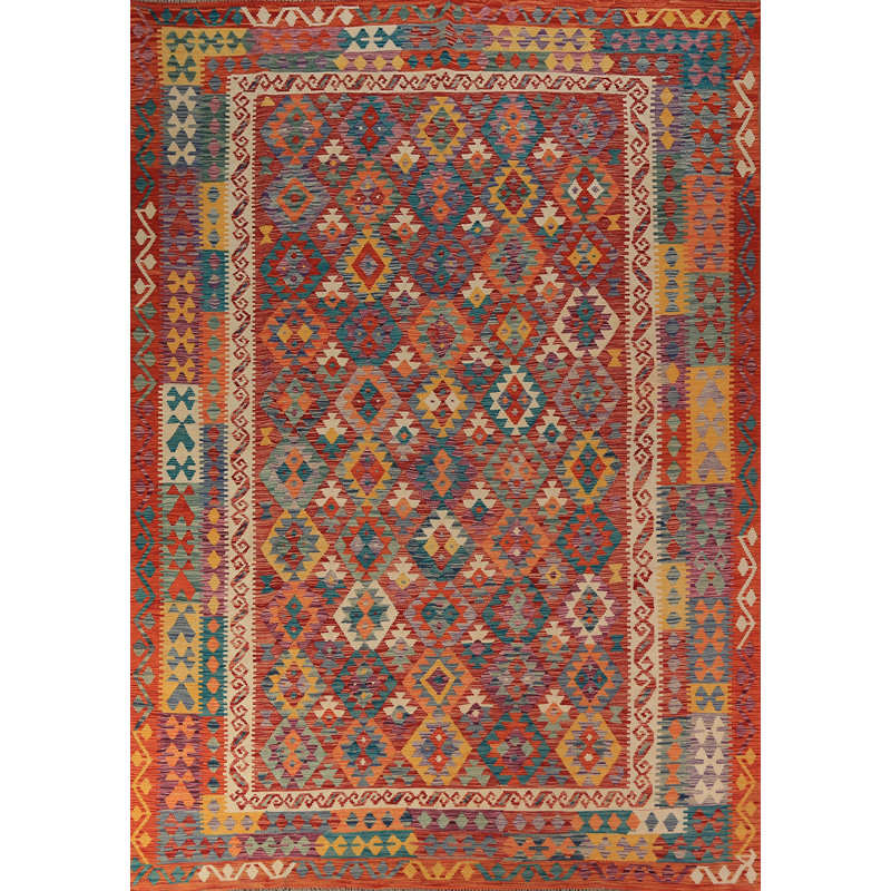 Tapis kilim en laine à tissage plat 9 x 11