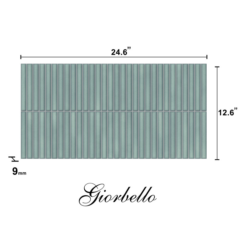 Carreau mural en porcelaine 12 po x 24 po x 9 mm en porcelaine Lingot espagnol (5 pièces, 10,76 pieds carrés), Turquoise
