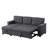84" Dark Gray Linen Reversible Sleeper Sectional Sofa