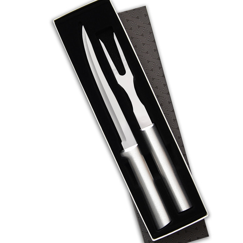 Ensemble de 2 couteaux à découper et fourchettes dans une boîte cadeau, Argent