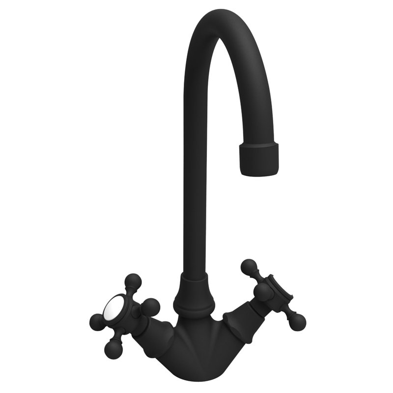 Chesterfield Double Handle Bar Faucet, Flat Black