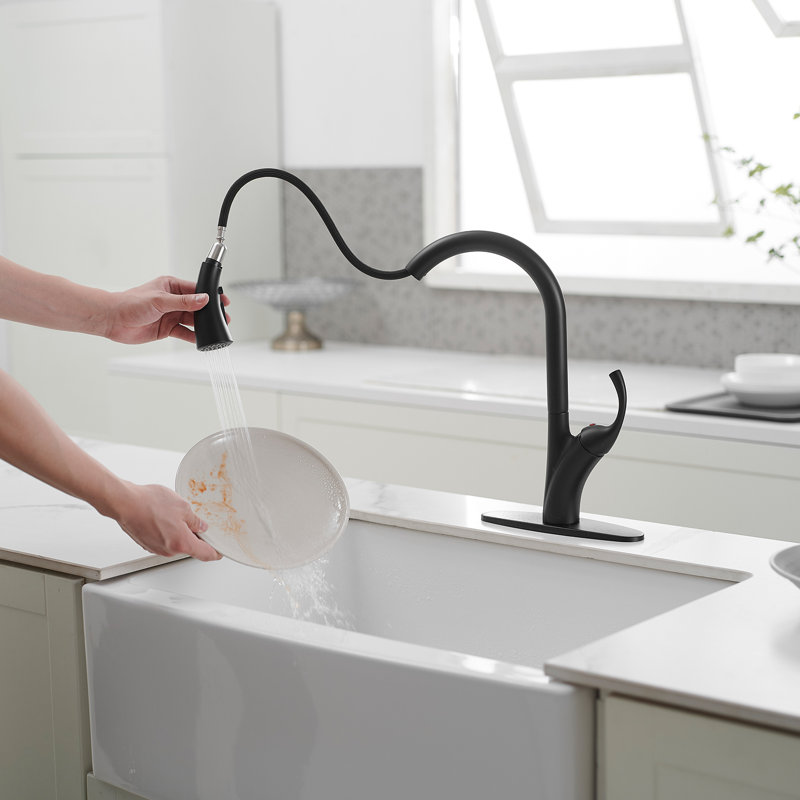 VIBRANTBATH Pull Down Kitchen Faucet, Matte Black