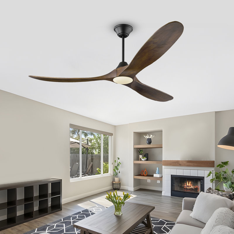 Ceiling Fan With Remote, 154cm Wide, Walnut
