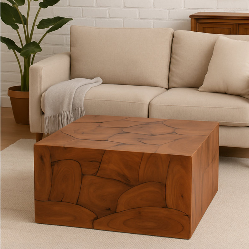 Lockhart Solid Wood Block Coffee Table