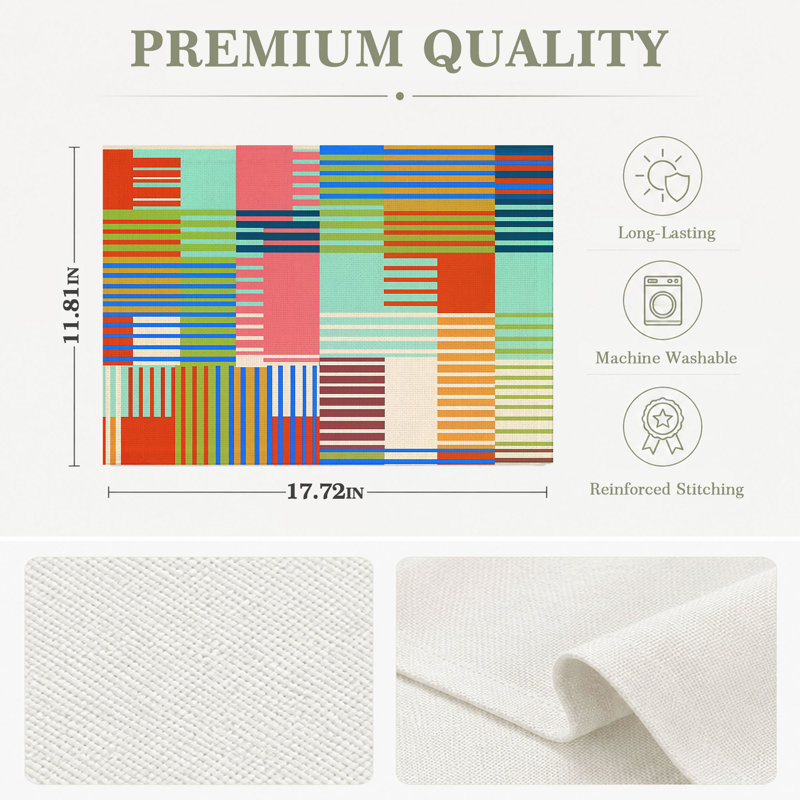 4-Piece Polyester Rectangle Dining Table Placemat
