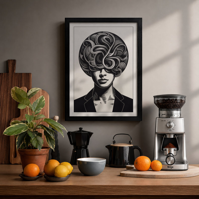 Thoughts In Motion Modern - Print, A2 - 59.4 x 42.0 cm, Black