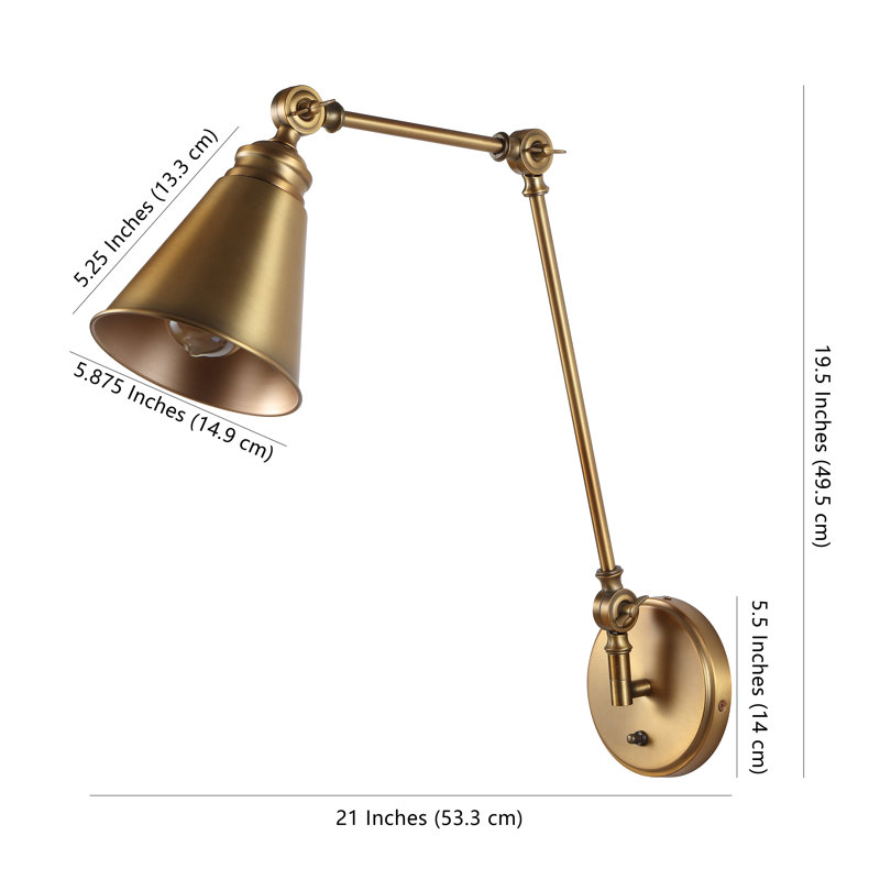 Navilas Plug-in Swing Arm Sconce, Brass