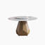 Table de salle à manger 53 po ronde en marbre avec base en métal, marbre artificiel pour 6 personnes, 23,62 po platine blanche en pierre artificielle, avec 6 chaises