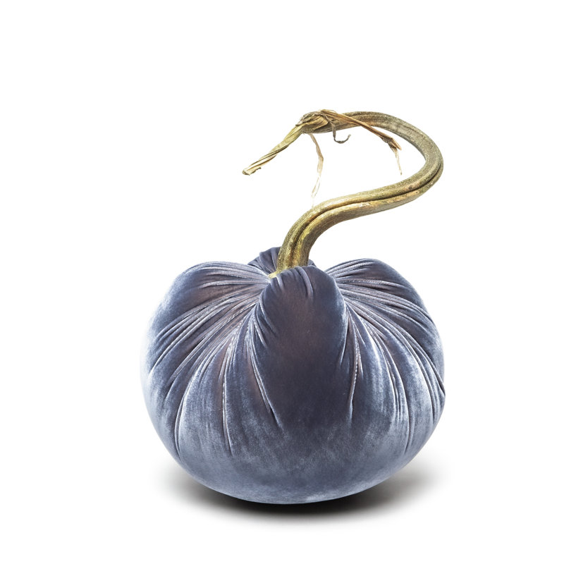 Denim Silk Velvet Pumpkin, 16'' H X 13'' W X 13'' D