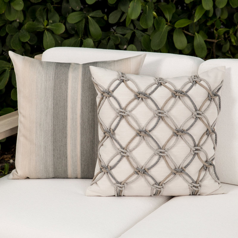Neutral Coordinated Set of 2 Indoor & Outdoor Throw Pillows, 2
