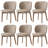 20.1" Extra Wide Upholstered Dining Chair, Side Chair with High Wingback, Armless Vanity Chair With Solid Wood Legs For Dining Living Room Vanity Office, Khaki, Set of 6-68710396-68710390