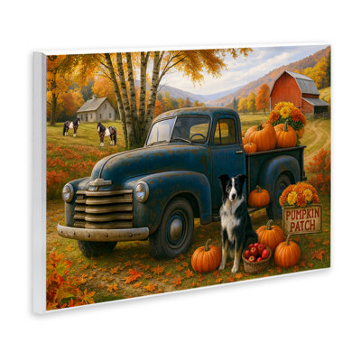 Autumnal Farmland Collie Dog Wall Plaque, design by Tom Crehan