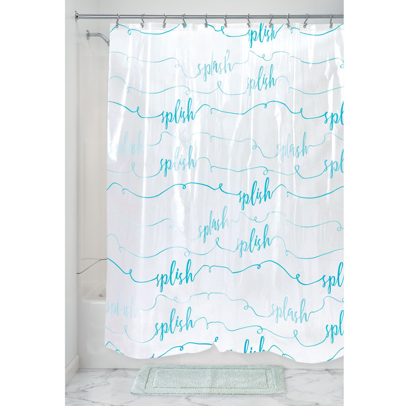 Rideau de douche PEVA iDesign Splish Splash, blanc et bleu, 72 po x 72 po