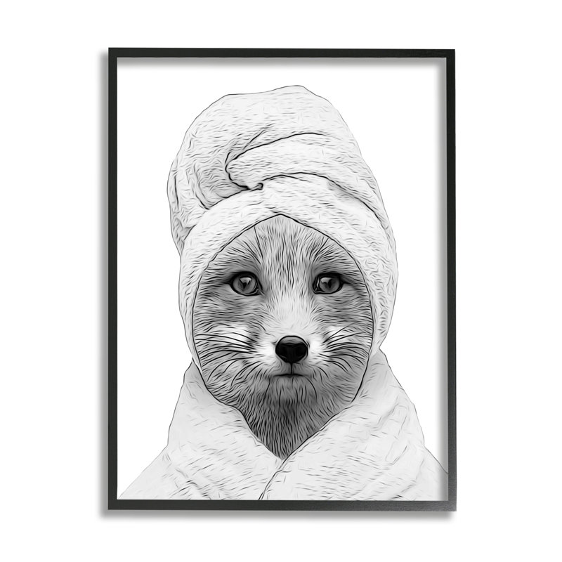 Peignoir renard, animal rigolo par Annalisa Latella, Giclée encadrée noir minuit, H 11 po x l 14 po