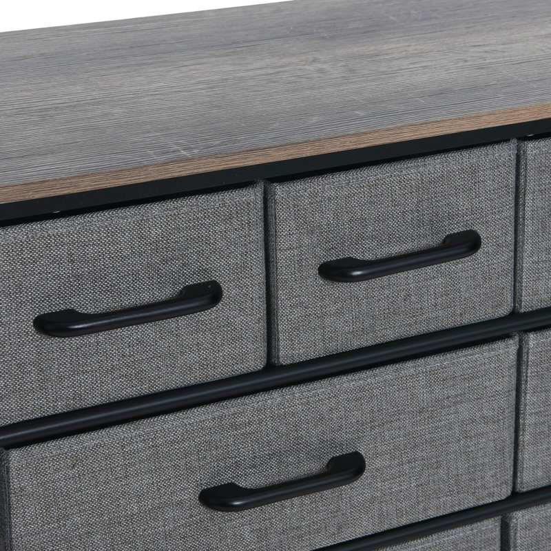 Ashwood Iron Sideboard with Victorian Drawer Detailing, Ashwood/Black
