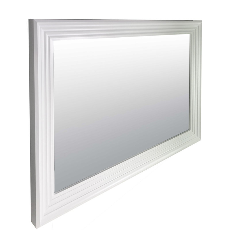 Efrat Wood Flat Wall Mirror, White, 66cm x 42cm