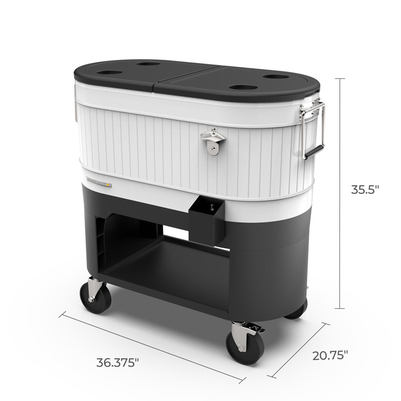 Permasteel 120-Qt White Metal Rolling Patio Cooler with Wheels