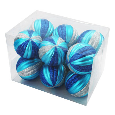 Ensemble de 12 décorations de Noël en forme de boule scintillante arctique