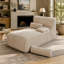 Canapé méridienne moderne sans ossature, 87 cm, confortable, en velours côtelé rouge, modulable pour salon