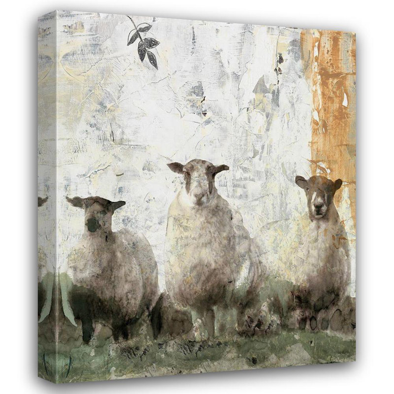 Toile tendue avec châssis Rosalind Wheeler Stellar Design Studio, titrée: Three Sheep