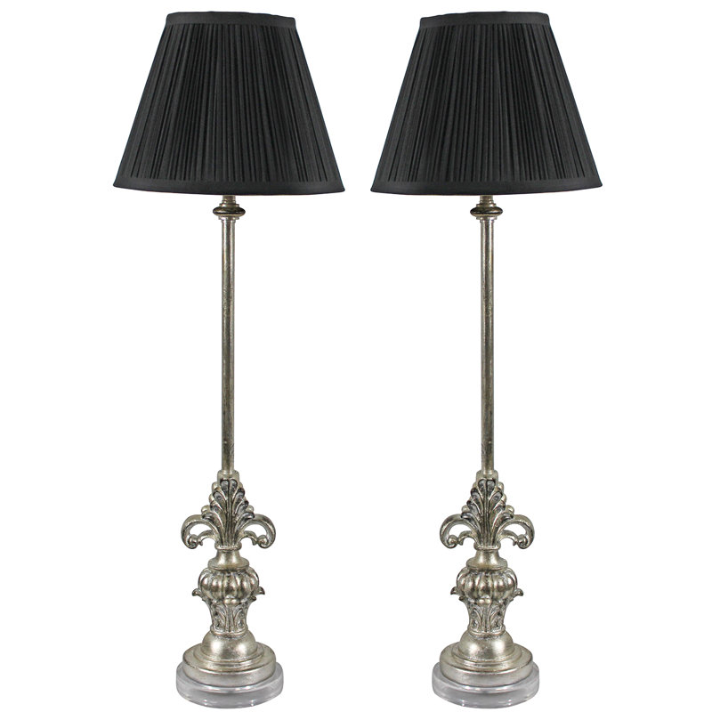 Lampe buffet 27 po Zenaida, Or antique, Noir