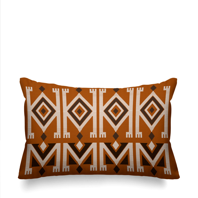  Housse de coussin rectangulaire pour l'extérieur Tribal, Orange brûlé