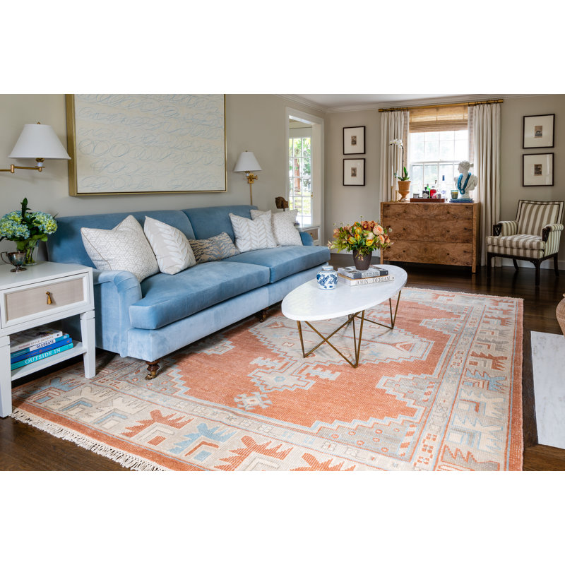 Wool Oriental Area Rug in Rust/Ivory, Runner 2'6" x 8'