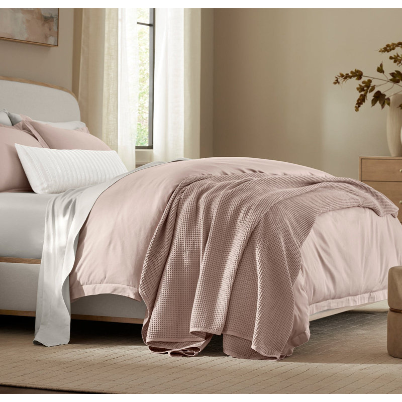 Waffle Bed Blanket, King, Dusty Rose