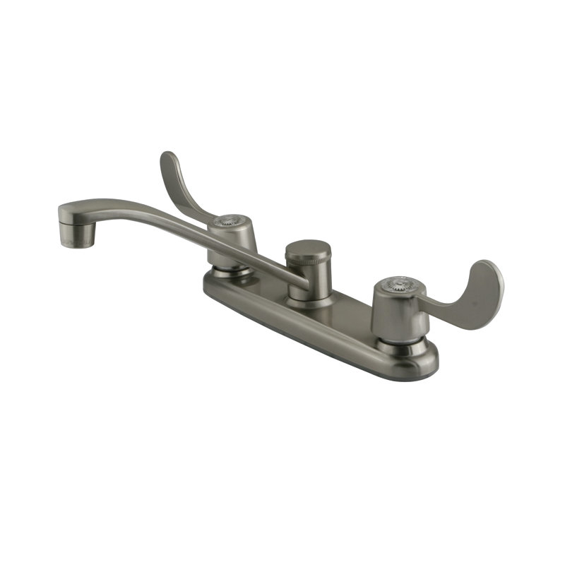 Double Handle Kitchen Faucet, Chrome, Without Spray