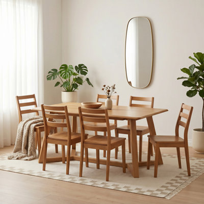 Beda Rubberwood Solid Wood Dining Set