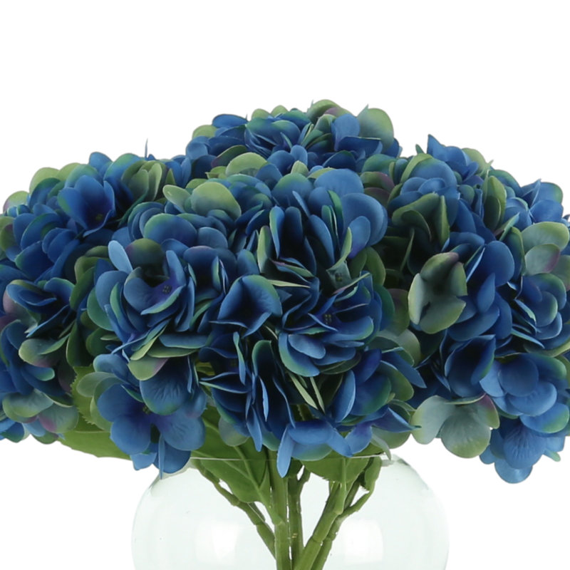 Faux Floral Arrangement in Vase, Blue