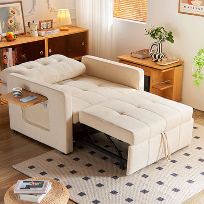 Creamy white Polyester Modular with Sofa bed With Storage