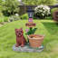 Statue d'extérieur de jardinière solaire chiot assis
