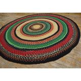 Happy Jewel Tone Color 9' Round Size Antique American Braided Folk Art Rug