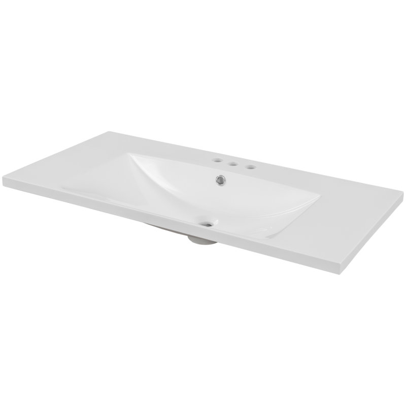 Plateau de meuble-lavabo simple avec lavabo, 3 trous de robinet, céramique