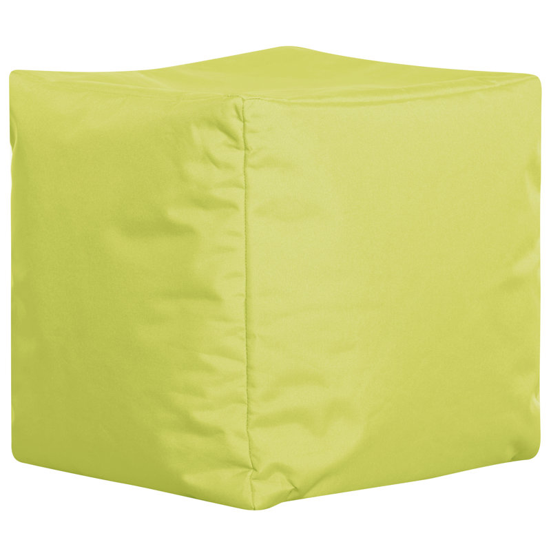  Moseley 16" Square Bean Bag Pouf Ottoman, Water-Repellent, Lime Green