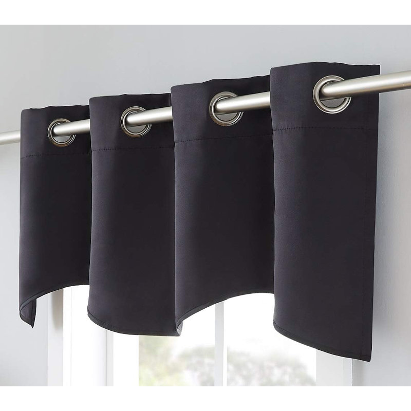 Écharpe festonnée festonnée avec 8 œillets. Les cantonnières de cuisine sont offertes en 5 couleurs, Noir, noir, noir, noir