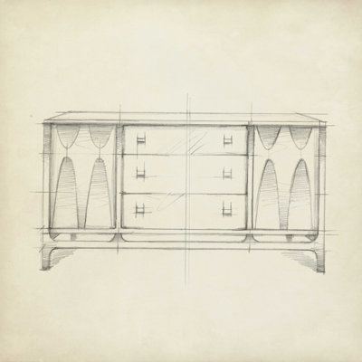 Mid Century Furniture VIII par Ethan Harper - reproduction de dessin sur toile tendue