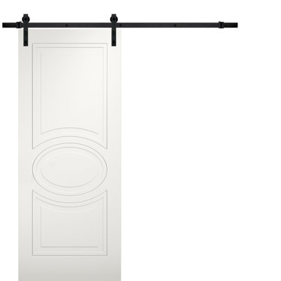 Mela Paneled Manufactured Wood Barn Door with Installation Hardware Kit