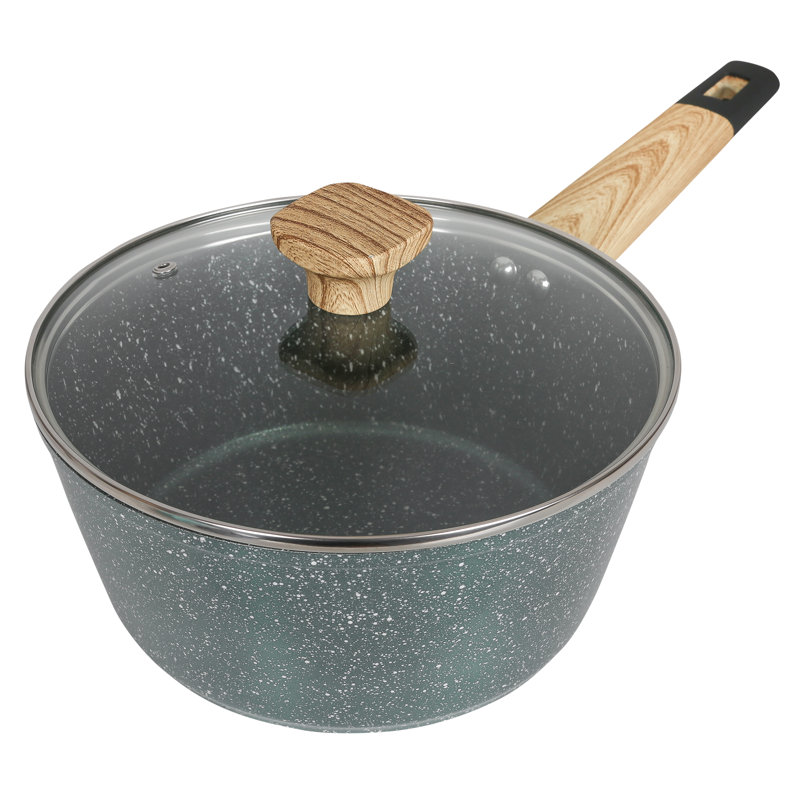 3 Quarts Non-Stick Anodized Aluminum Saucepan, Forest Green
